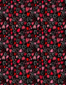 Wilmington Prints Happy Hearts Hearts All Over Black  3052-13802-913