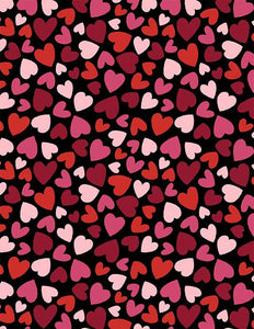 Wilmington Prints Happy Hearts Packed Hearts Black  3052-13801-933