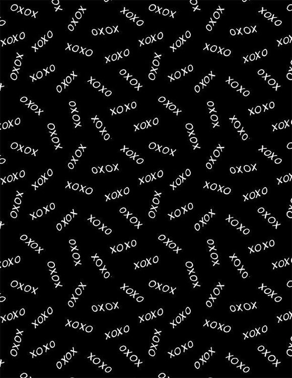 Wilmington Prints Happy Hearts Xs & Os Toss  Black  3052-13804-991