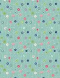 Wilmington Prints Sew Little Time Button Flowers Teal 3017-27617-443