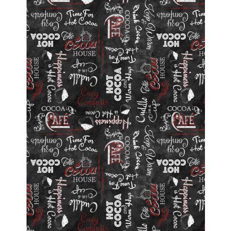 Wilmington Prints Time for Hot Cocoa Word Toss Black 3046-30526-913