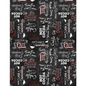 Wilmington Prints Time for Hot Cocoa Word Toss Black 3046-30526-913