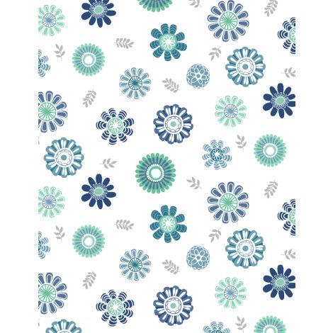 Wilmington Prints Windsong Meadows Blossoms Toss  White  3053-11602-174