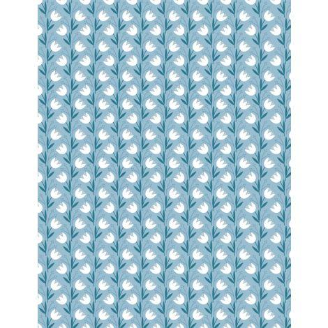 Wilmington Prints Windsong Meadows Climbing Tulips Blue  3053-11607-414