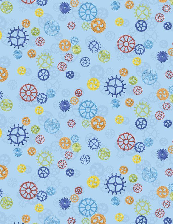 Wimlington Prints Alpha-Bots Gears A/O Sky Blue 3017-27628-447