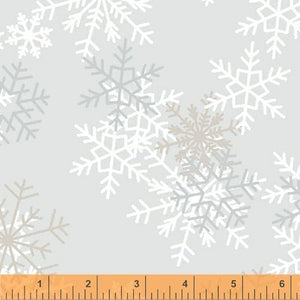 Windham Fabrics 108" wide Quilt Back Snowflakes Light Grey 51461-1