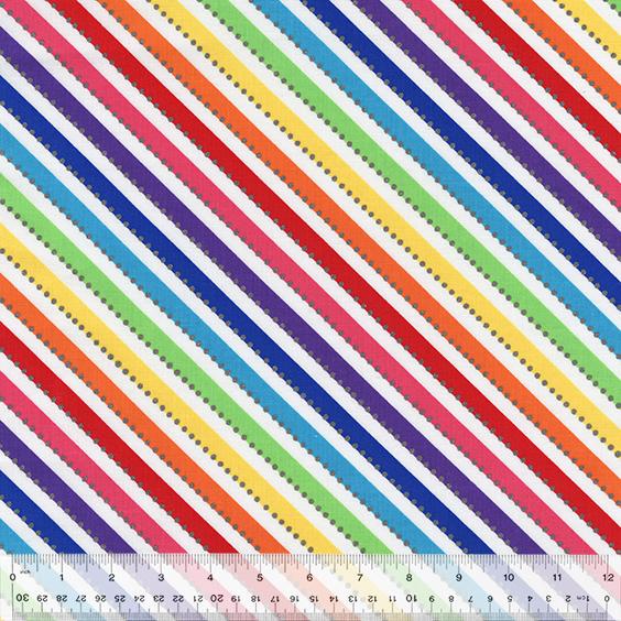 Windham Fabrics Be Colourful Magic Bias Stripe White Rainbow BC77Q-14