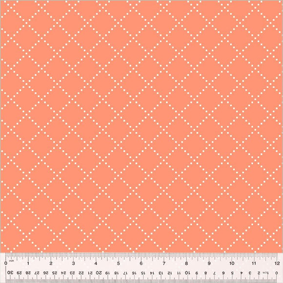 Windham Fabrics Clover & Dot Bias Grid Coral  53868-11