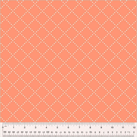 Windham Fabrics Clover & Dot Bias Grid Coral  53868-11