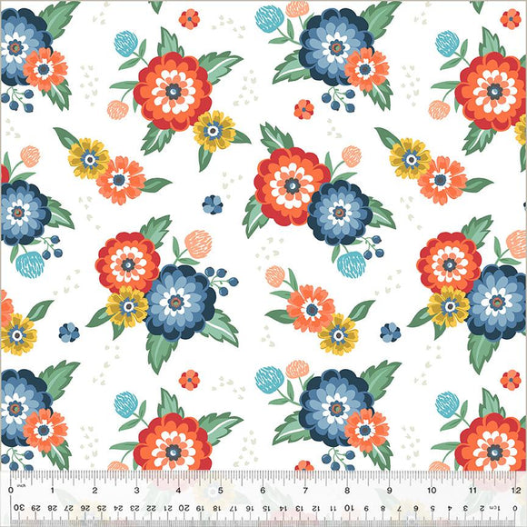 Windham Fabrics Clover & Dot Dahlia Bouquets White 53861-1