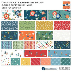 Windham Fabrics Clover & Dot Layer Cake 26 prints 42 pieces 10"x10" each  CP10CLOV-X
