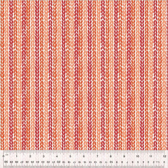 Windham Fabrics Clover & Dot Leaf  Stripe Coral 53864-11