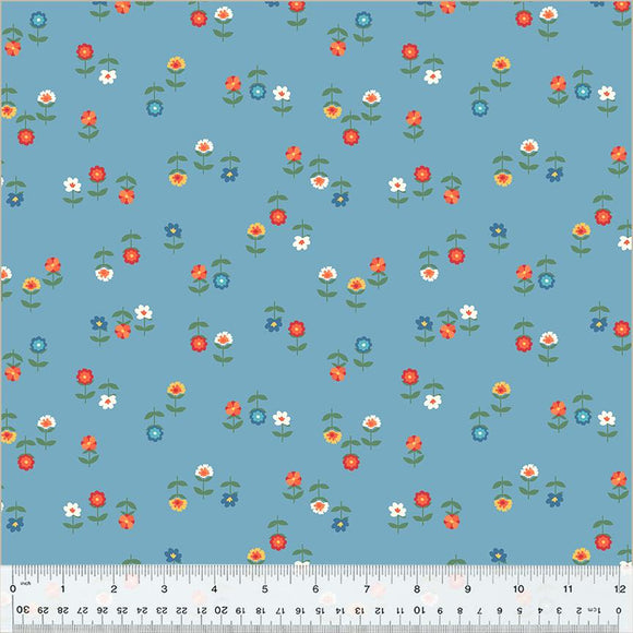 Windham Fabrics Clover & Dot Posies Cerulean 53865-12