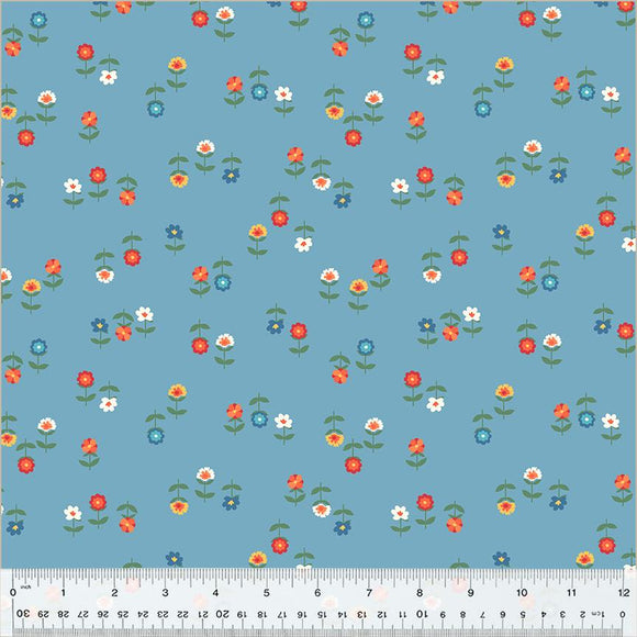 Windham Fabrics Clover & Dot Posies Cerulean 53865-12