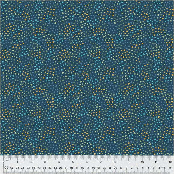 Windham Fabrics Clover & Dot Scattered Petals Dark Blue  53866-2