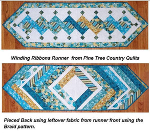 Winding Ribbons Quilt Table Runner Kit finished size 19"x63.5" pattern from Pine Tree Country Quilts